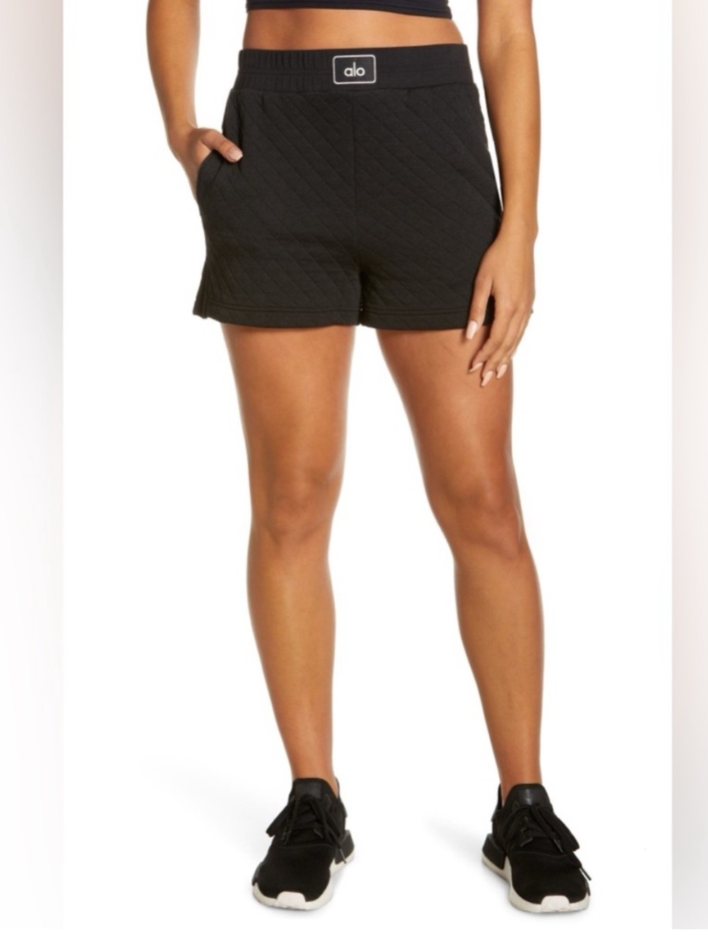 Alo Yoga Quilted Arena Boxing 2” Lounge Short Sz Small Black